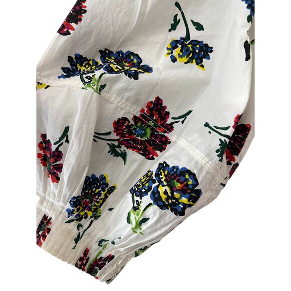 Ulla Johnson Joelle Poplin Floral Pleated High Neck Mini Dress Pockets Size 8 - Picture 12 of 13